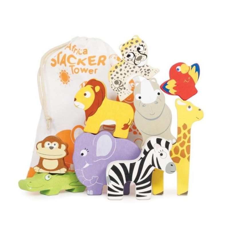 Le Toy Van Africa Stacking Animals & Bag